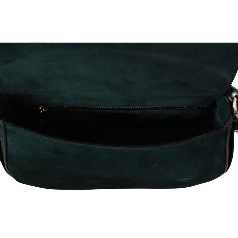 JIMMY CHOO Varenne Dark Green/Black Leather Shoulder Bag - Picture 7 of 8